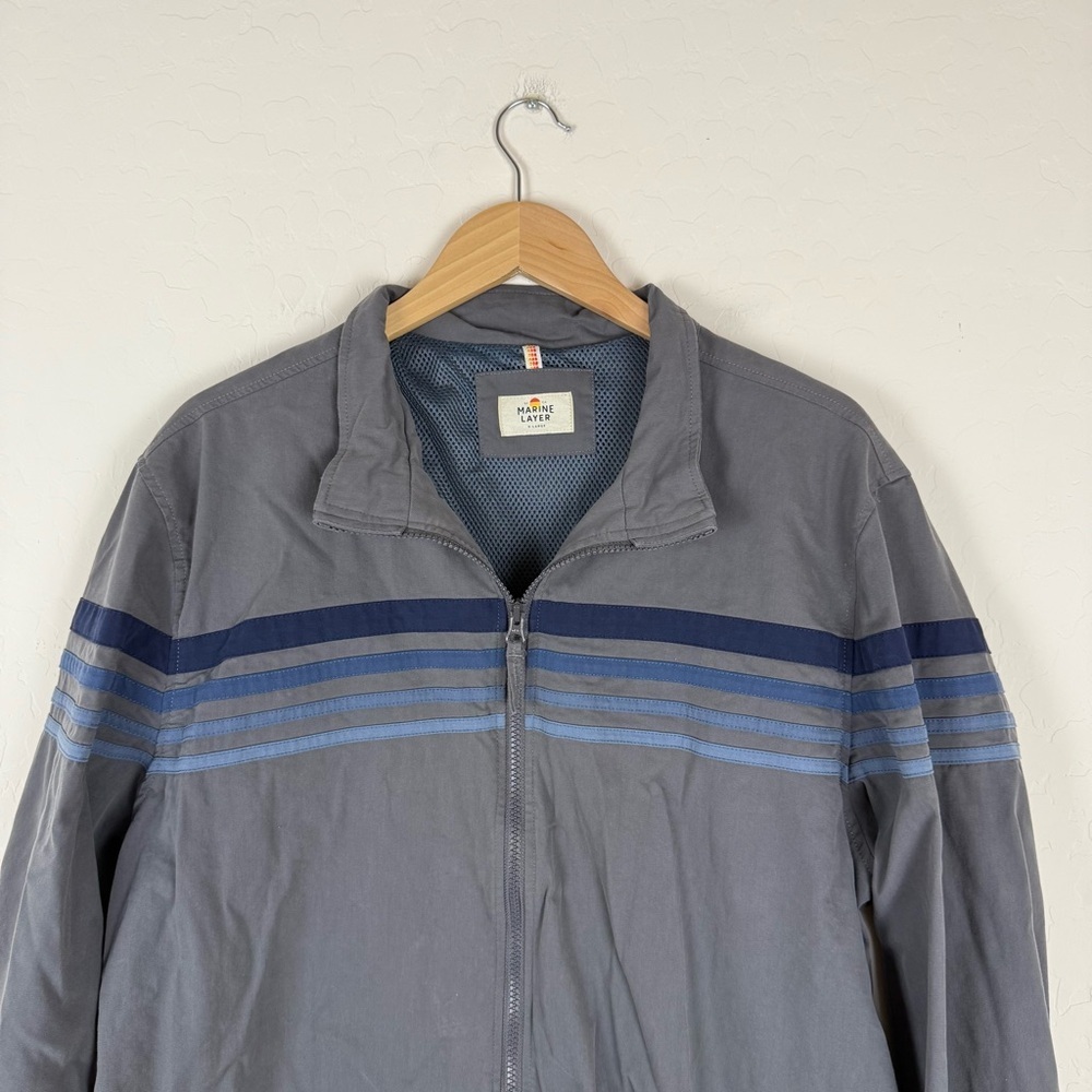 Marine Layer Gray Lightweight Jacket with Blue Stripe Accents - Picture 6 of 11